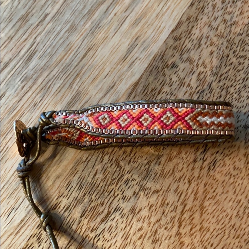 Orange, pink and copper braided bracelet